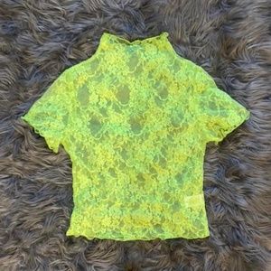 Moving SALE 🚚 5/$5 tiffany blue sheer lace mock neck